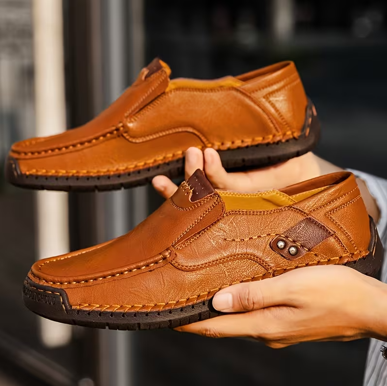 CloudWalk™ Men's Soft Leather Comfort Slip-On Loafers, Casual Walking Shoes