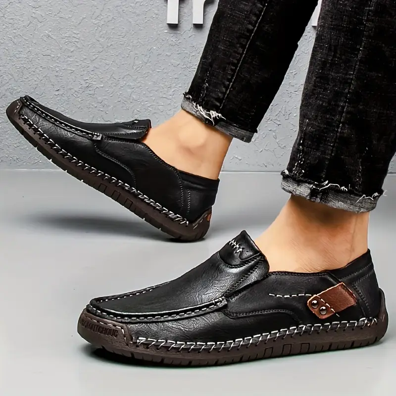 CloudWalk™ Men's Soft Leather Comfort Slip-On Loafers, Casual Walking Shoes