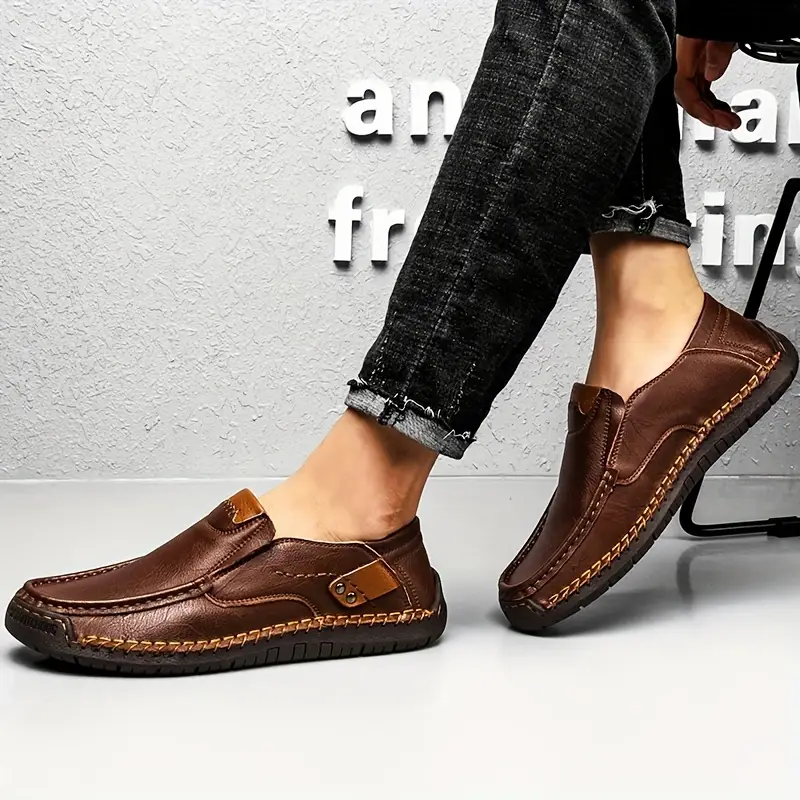 CloudWalk™ Men's Soft Leather Comfort Slip-On Loafers, Casual Walking Shoes