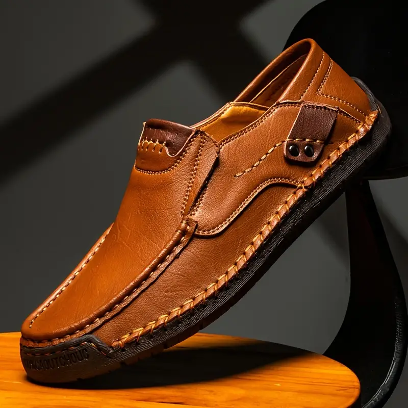 CloudWalk™ Men's Soft Leather Comfort Slip-On Loafers, Casual Walking Shoes