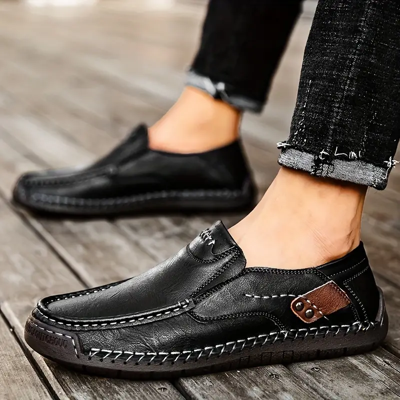 CloudWalk™ Men's Soft Leather Comfort Slip-On Loafers, Casual Walking Shoes