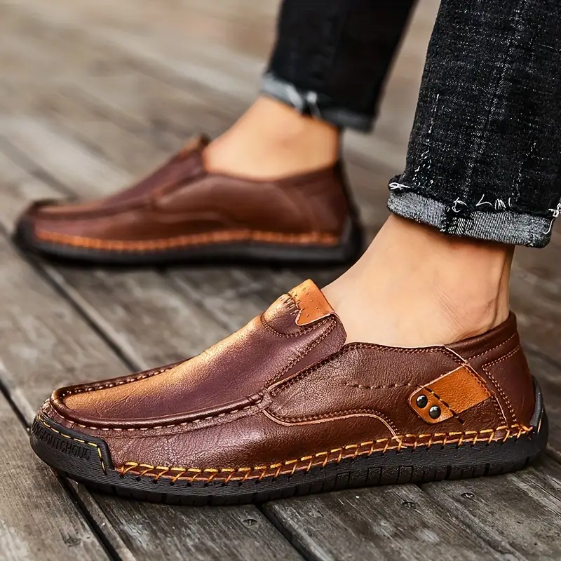 CloudWalk™ Men's Soft Leather Comfort Slip-On Loafers, Casual Walking Shoes