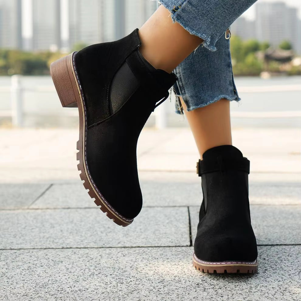 Marlow™ Women’s New Fall Chelsea Leather Ankle Boots – Comfortable, Roomy Toe & Low Heel