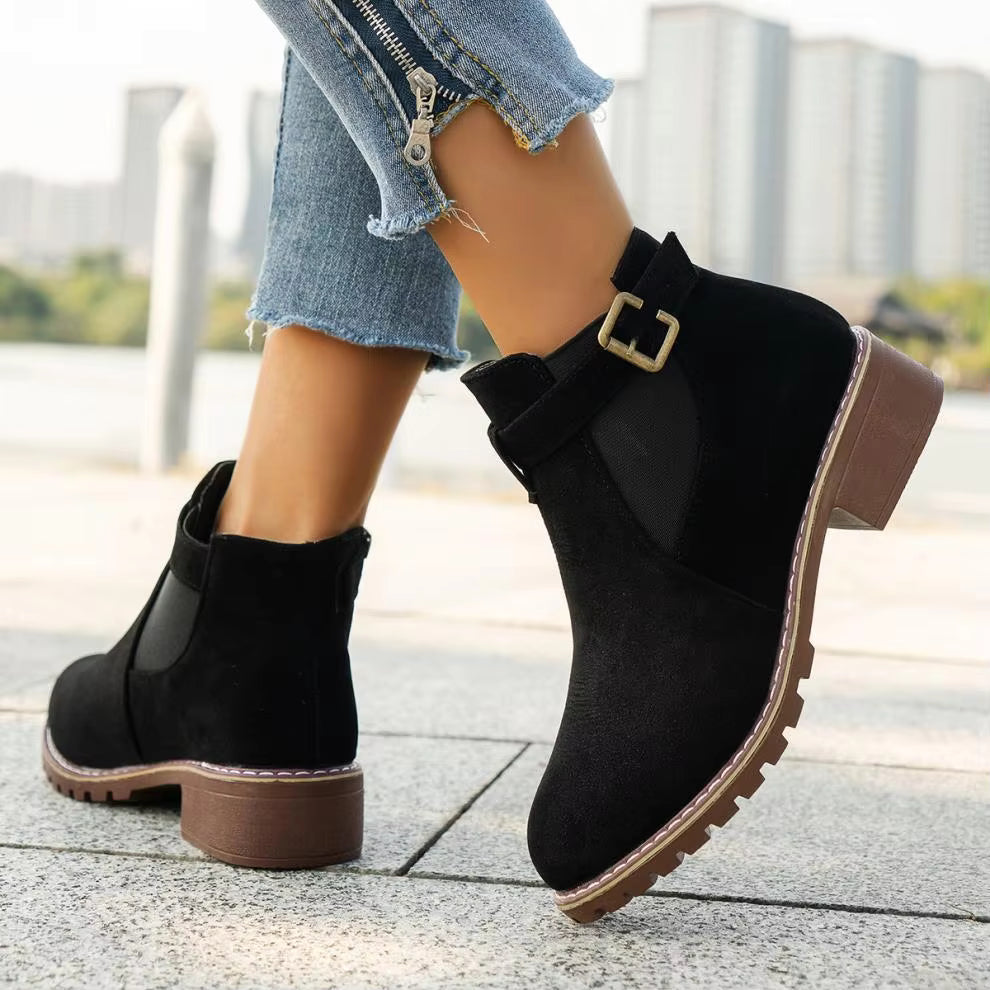 Marlow™ Women’s New Fall Chelsea Leather Ankle Boots – Comfortable, Roomy Toe & Low Heel