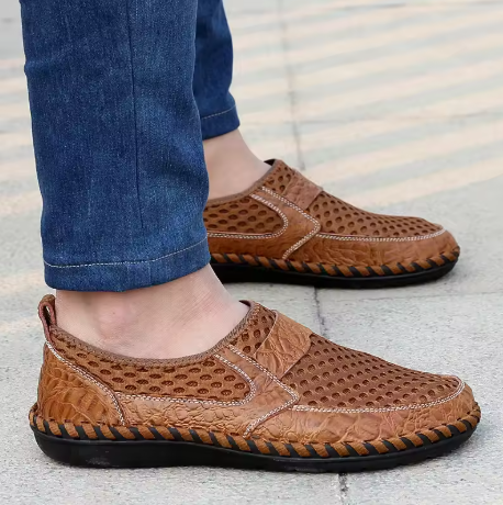 Summer Sale 70%🔥 Mens' Summer Slip-on Shoes, Breathable Mesh Leather Loafers
