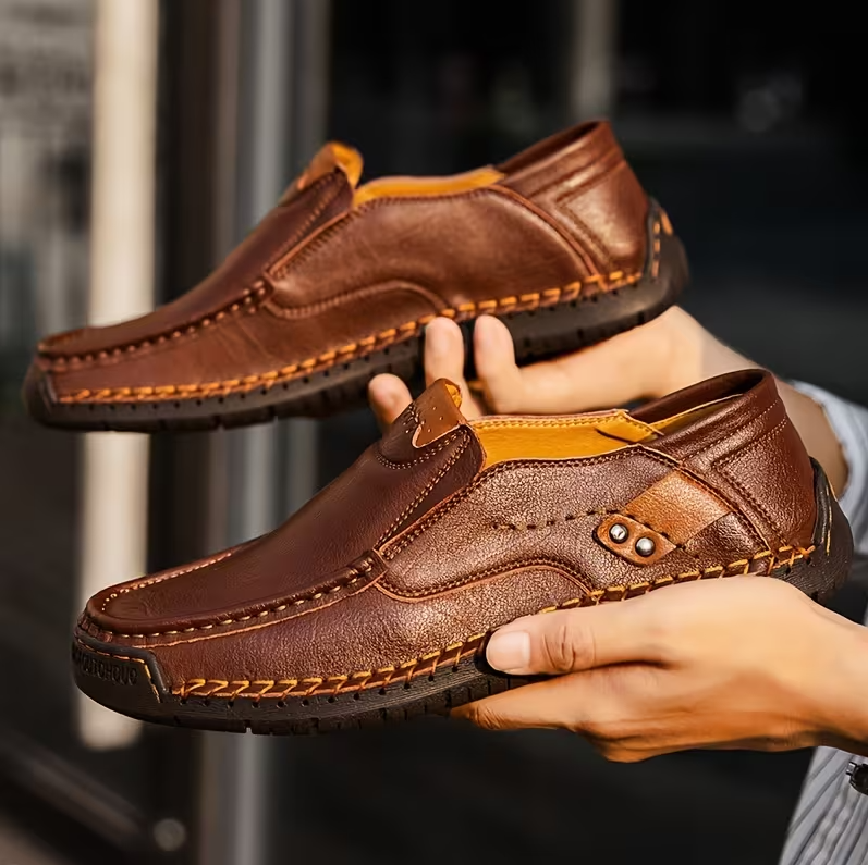 CloudWalk™ Men's Soft Leather Comfort Slip-On Loafers, Casual Walking Shoes