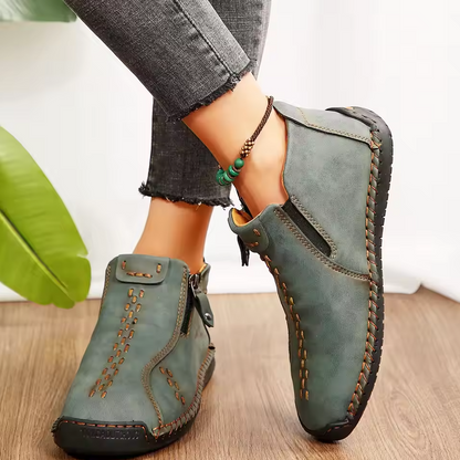 Women’s Hand-Stitched Comfort Ankle Boots – Easy Side Zip