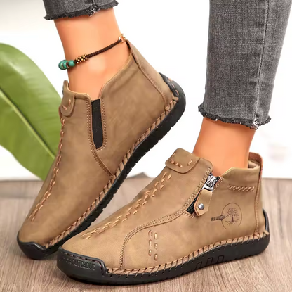 Women’s Hand-Stitched Comfort Ankle Boots – Easy Side Zip