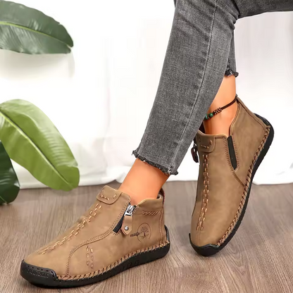 Women’s Hand-Stitched Comfort Ankle Boots – Easy Side Zip