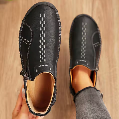 Women’s Hand-Stitched Comfort Ankle Boots – Easy Side Zip