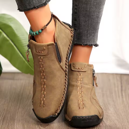 Women’s Hand-Stitched Comfort Ankle Boots – Easy Side Zip