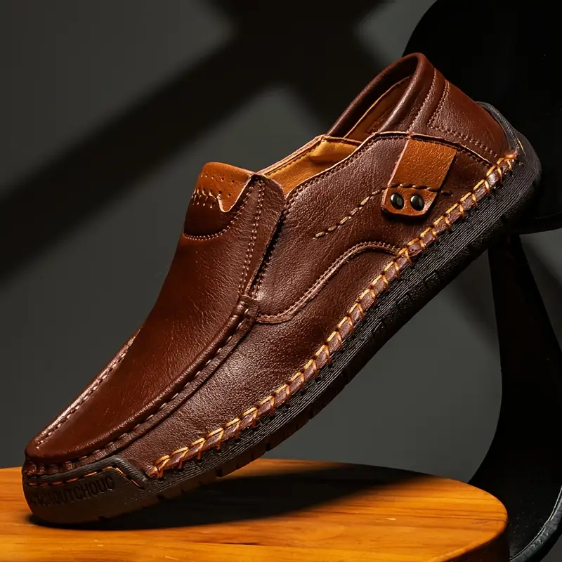 CloudWalk™ Men's Soft Leather Comfort Slip-On Loafers, Casual Walking Shoes