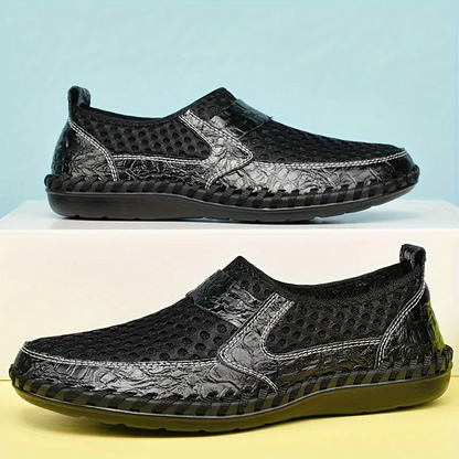 Summer Sale 70%🔥 Mens' Summer Slip-on Shoes, Breathable Mesh Leather Loafers